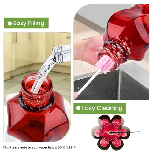 Glass Hummingbird Feeders for Outdoors Hanging, Ant Moat, Red, 22oz | 5 Feeding Ports, 360° Perch, Leak Proof, Easy Refill & Clean, Attractive Garden Decor, Birthday Gifts for Women Men Mom Dad - color: Ruby Red