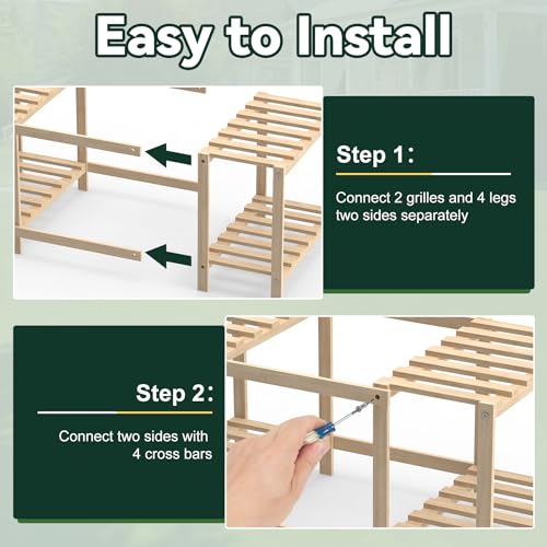 Flehomo Chicken Perch, Wooden Roosting Bars with Ladder for Chicken Coop & Chicken Jungle Gym, Toy for Chicks & Hen Chickens