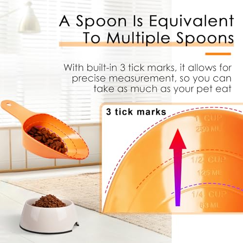 Dog Food Scoop-Melamine Pet Food Measuring Cup - 1 Cup 1/2 Cup 1/4 Cup Dog Cat Bird and Rabbit Food Feeding Scoop Dishwasher Safe - Orange - color: Orange