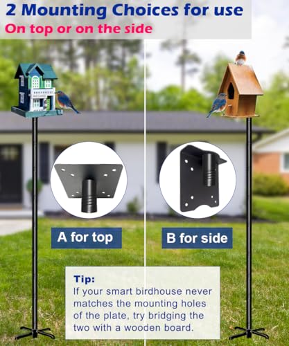 105 Inch Bird Feeder Pole Kit, Heavy Duty Bird House Pole Set with 5-Forked Base, Adjustable Universal Mounting Post Kit for Outdoors, Matte Black, 1 Pack - size: Insert Ground 1pack