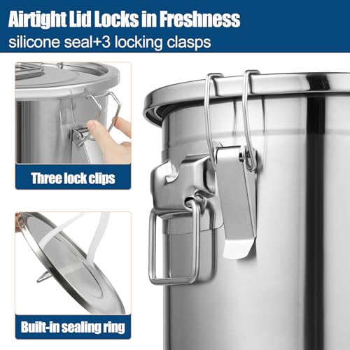 12Lbs 304 Stainless Steel Dog Food Storage Containers with Airtight Lid | Large Airtight Pet Food Storage Container Food Bin for Dogs, Cats & Birds Seed, Keep Fresh