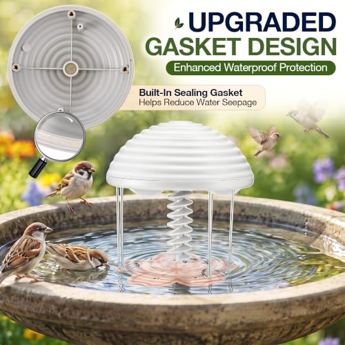 Bird Bath Water Agitator with 2 Flower 99.99% Pure Copper Disk, Battery Powered Bird Bath Circulator, Quiet Waterproof Mover Keeps Water Fresh for All Season Use (Grey Spiral) - style: Grey Spiral