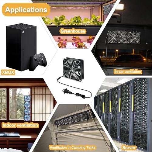 120mm x 38mm 12V Brushless Axial Cooling Fan Computer Fan | AC 100V-240V Speed Control,Ball Bearing,for Chassis Case Receiver Amplifier DVR PlayStation Xbox Cabinet Server Greenhouse - style: 4.72inx1.5in