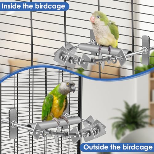 DBNESS Bird Perch - 304 Stainless Steel Parrot Perches for Cage with Beak & Claw Trimming Grinding Surface, Parrot Chewing Toy for Macaws African Greys Amazon Parrots