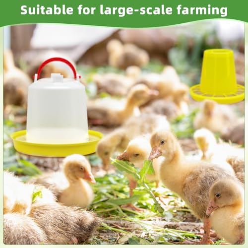 Funnymoom 12 Pack 1.5L Baby Chicken Feeder and Waterer Set Top Bird Small Poultry Feeding for Pigeon Chick Drinker Duckling Quail Feeding Dispenser (Yellow)