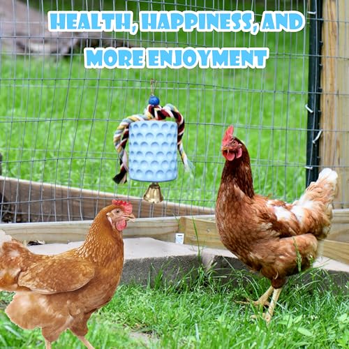 Chicken Toys,Bird Beak Grinding Stone,Chicken Coop Accessories,Chew Treats Toy with Bell for Chicken, Hens, Turkeys,Ducks,Birds,Poultry(Blue) - color: BLUE