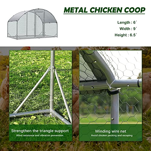 TOLEAD Large Metal Chicken Coop Upgrade Tri-Supporting Wire Mesh Chicken Run,Chicken Pen with Water-Resident and Anti-UV Cover,Duck Rabbit House Outdoor(9’ W x 6.6’ L x 6.5’ H) - size: 78.1"L x 108.0"W x 78.0"H