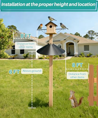 Queension Metal Squirrel Baffle for 4x4 Post, Squirrel Guard, Round, 1 Pack | Squirrel Proof Bird Feeders Baffle for Bird Feeder Poles, Squirrel Guard for Bird House Pole - style: 1 Pack