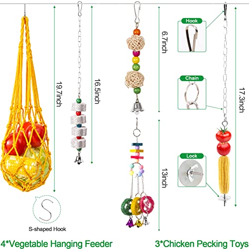 13PCS Chicken Toys for Coop Accessories - Chicken Xylophone Toy, Chicken Mirror, Chicken Ladder Bridge, Coop Swing, Vegetable Hanging Chicken Feeder, Chewing Foraging Toys, Gifts for Hens - size: 13pcs
