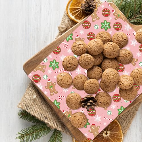 JarThenaAMCS 150Pcs Christmas Wax Paper Pink Gingerbread Man Snowflake Deli Paper Tissue Xmas Winter Sandwich Wrap Paper Oil-Proof Picnic Liners for Party Kitchen Supplies - color: Gingerbread Man