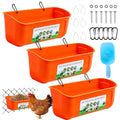 3 Pack Chicken Feeder, Duck Feeder Supplies, Hanging Fence Feed Trough with Clips for Goat, Sheeple, Piglet, Gooses, Turkeys, Dog Livestock Poultry, 8 Quarts in Total, Feed Scoop Included, Orange - color: Orange 3pcs
