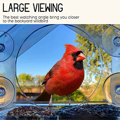 Window Bird Feeder for Outside with Strong Suction Cups, Fits for Cardinals, Finches, Chickadees etc. - style: Big House Style