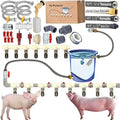Complete Set Pipeline Stainless Steel Pig Waterer System,Pig Waterer Nipples with Water Tank Connector,Automatic Pig Nipple Water Drinker,Pig Nozzle Nipple Drinker,Pig Water Nipple for Hog Piglet Goat
