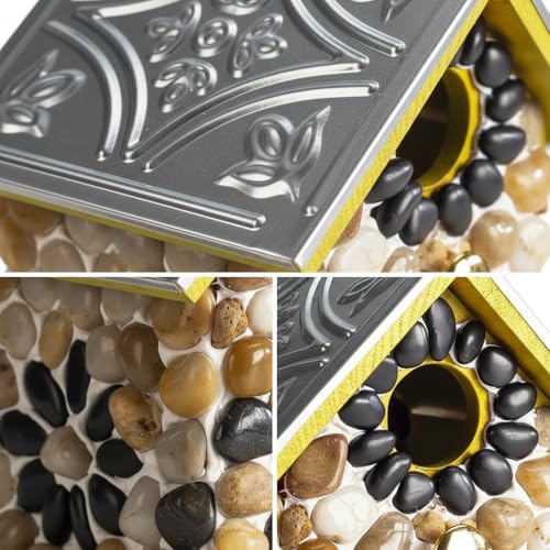 Premium River Pebble Bluebird House – Cedar Wood Outdoor Birdhouse with Embedded Metal Roof, Weather-Resistant Garden Nest Box for Wild Birds, Hanging & Pole Mountable (Yellow) - color: River Pebble Yellow