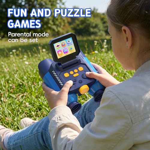 Binoculars for Kids with Night Vision, 2.4" HD Screen & 10X Zoom for Photo and Video - Outdoor Adventure Binoculars Bird Watching, Camping, Hiking, Gifts for Kids Ages 4+ (Blue) - color: Blue