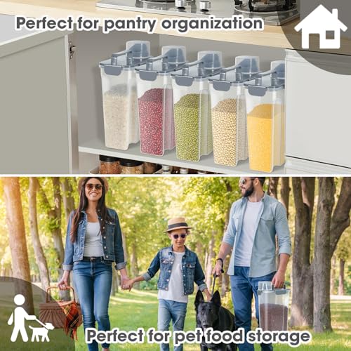 Airtight 10 Lbs Rice Storage Container Pet Dog Cat Food Holder 5 Lbs - Grey | Portable Bird Seed Dispenser Cat Food Containers with Large Pour Spout for Travel Cereal Oatmeal Holder with Measuring Cup - color: Grey-10L