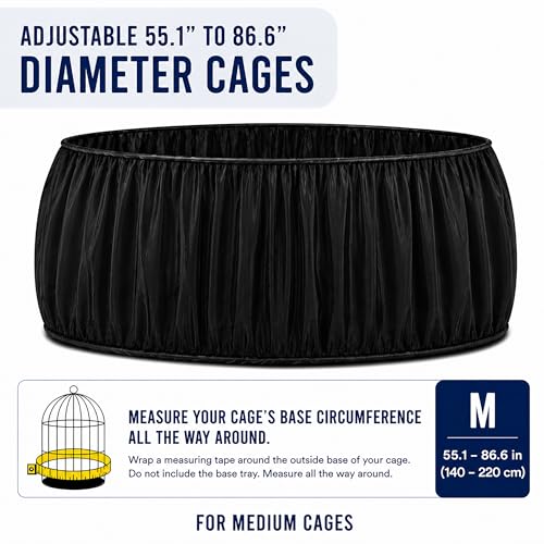 Universal Bird Cage Seed Catcher Universal Mesh Skirt Cover Stretchy Small Animal Cages Cover Pet Removable Durable Protector (Black, Medium) - color: Black, size: Medium