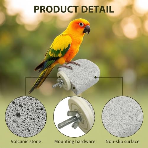 Bird Perch Stand, Volcanic Stone Parakeet Platform, Beak Grinding and Foot Exercise Toy for Small Birds, 2.56x2.75 in, 4 Pack