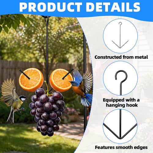 Black Oriole Feeder for Outdoors, Hanging Fruit Holder | Black hanging metal feeder holds oranges, jelly or fruit to attract orioles to gardens, patios and backyards; easy to refill