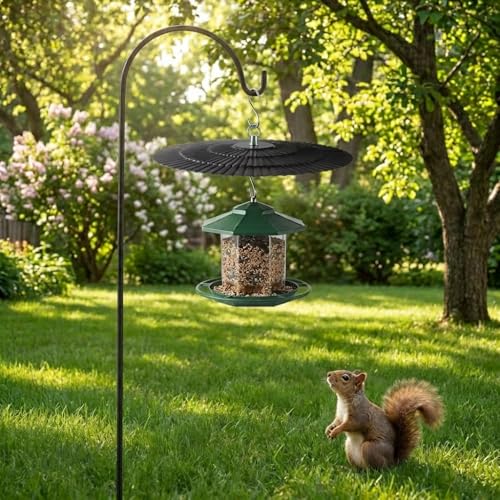 11.5" Metal Bird Feeder Rain Guard - Black | Dome Shield Umbrella Cover - Weather Baffle for Outside Hanging Bird Feeders - color: Black