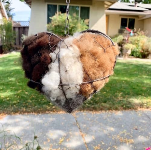 Alpaca Fiber Bird Nesting Heart, Handmade Bird Nesting Material Holder for Outdoor Garden, Yard & Wild Birds (1 Pc)