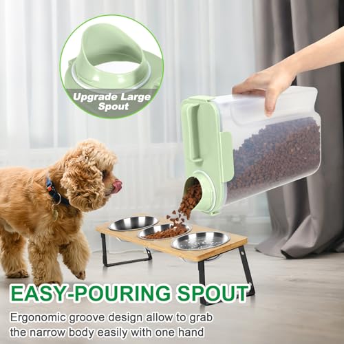 TBMax Cat Dog Food Storage Container 5 to 7 lbs, Secondary Pet Food Storage Beyond a Large Dog Food Bin for Daily Use, Easy-Pouring Bird Seed Dispenser, Travel Kibble Container for Outdoor-Light Green - color: Light Green, size: 6 Qt