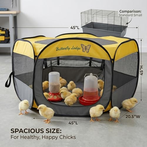 Chicken Brooder Box for Chicks, 6-in-1 Chick Starter Kit, 45" Large Chicken Brooder Pet Tent, Chick Coop for 10-15 Chicks with Feeder, Waterer & Cleaner, Indoor Chick Pen