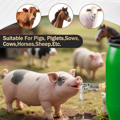 Pig Water Nipple，Pig Nipple Waterer for Barrel Kit，Automatic Pig Nipple Drinkers Kit，Piglets Nipple Feeders ，Hog Feeder Nipple