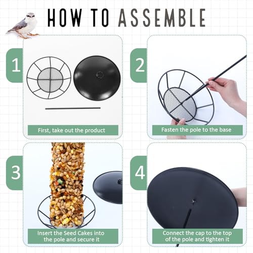 Bird Seed Cylinder Holder Wild Bird Feeder for Suet Cakes,Black | Hanging Hanger with Roof, Metal Mesh Holds Round Suet Cakes, Attracts Backyard Wildlife to Garden Outdoor Feeding Station - color: Black