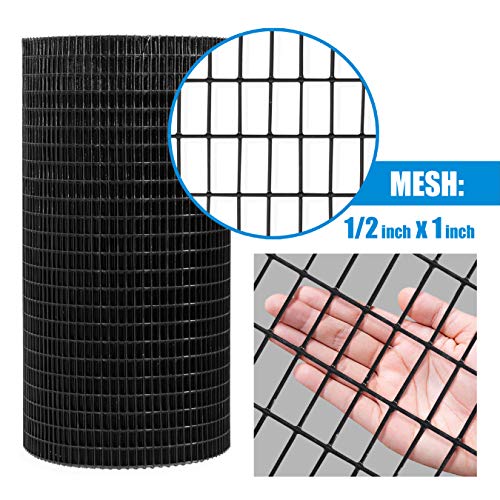 Fencer Wire 16 Gauge Black Vinyl Coated Welded Wire Mesh Size 0.5 inch by 1 inch (3 ft. x 50 ft.) - size: 3 ft. x 50 ft.