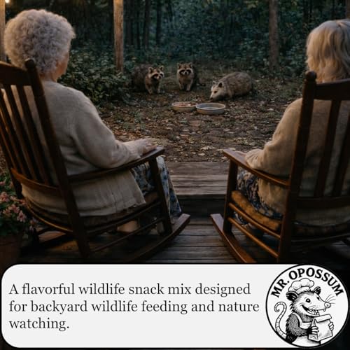 Porch Party Mix™ Raccoon and Opossum Food Wildlife Treat Blend for Backyard Feeding with Marshmallows Beef Chicken Lamb Ocean Fish and Peanut Butter Puffs (9 lb Pail) - size: 9 Pound (Pack of 1)