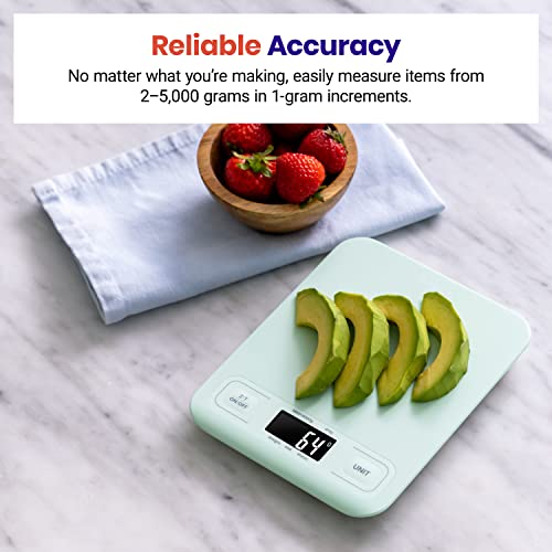 Etekcity Food Kitchen Scale, Digital Grams and Ounces, Medium | Tare function, ideal for baking, weight loss, keto, meal prep, packages, liquids and jewelry, Green - color: Mint Green