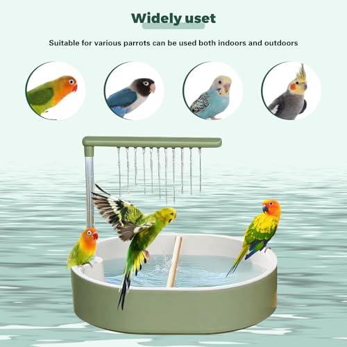 Parrot Bathtub Bird Automatic Bath Shower,Large Bird Shower Fountain Indoor Bathtub with Running Water, Contains USB and Pump,for Pet Birds, African Grey, Cockatiel, Conure, Budgie, Lovebird(Fashion) - color: Fashion