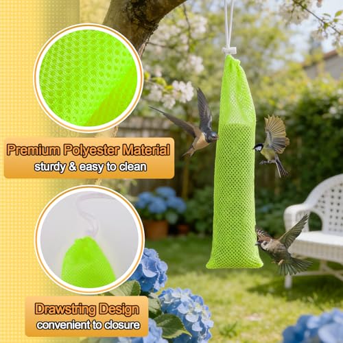 6Pcs Finch Sock Feeder for Outdoor, 3.9"x15.7" Thistle Seed Sacks, Yellow | MEWTOGO, with Food Grade Funnels, Bird Food Supply Tools, for Garden Yard Wild Finch Feeding - color: Yellow