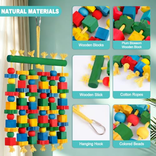 Parrot Toy Bird Toys Natural Wood Bird Chewing Toys for Macaws, African Grey, Cockatoos, Amazon Parrots, Conures, Lovebirds, Budgies, Parakeets - size: Medium