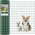 Black PVC Coated Welded Wire Fence 24 Inch x 100 Foot, 2 Inch x 3 Inch 16GA Green - color: Green, size: 24"×100'