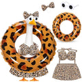 Bikini Porch Goose Outfits with Sunglasses and Swimming Tube for 23" Summer Goose Costume Garden Patio Statue Decor(Leopard Print) - style: Leopard Print