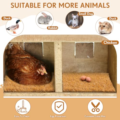 Teenyyou 18 Pack Chicken Nesting Box Pads, 13 x 13 x 1.18 Inch Washable Nesting Pad for Chicken Coop, Artificial Grass Rug Carpet Reusable Nest Box Bedding Fake Synthetic Turf Mat for Hen Laying Eggs