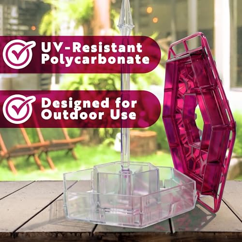 Lil Sweety Hummingbird Feeder for Outdoors Hanging, 12 oz Leak-Proof Nectar Feeder with 30 Feeding Ports, Built-in Ant Moat & Bee Guard, Easy Fill & Clean for Patio, Porch, Garden, USA Made, Fuschia - color: Fuschia
