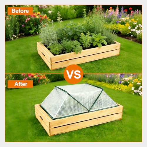 2 Pcs Foldable Garden Row Accelerator Plants Cover-31.9" x 12.2" x 14.1" | Raised Beds Plant Protector, Plant Protector Net Cage Guard Covers for Protect Vegetable from Animals, Mini Plants Greenhouse