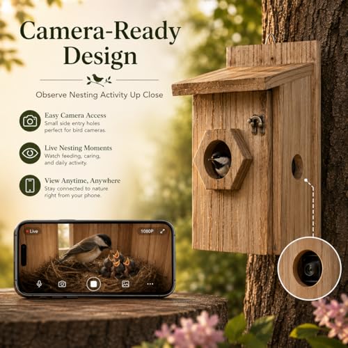 Bird House for Outside Hanging, Wooden Bluebird House with 3 Entrance Hole Sizes, Easy Clean Outdoor Birdhouse for Bluebirds Wrens Chickadees Finch Swallow, Ventilated Cedar Nesting Box - style: 1 Pack