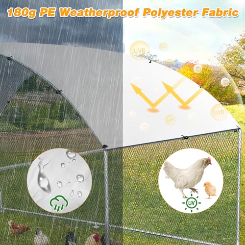 Outvita 19.5 x 10 FT Large Metal Chicken Coop Walk-in Poultry Cage | Waterproof Anti-UV Round Arch Cover and Galvanized Mesh Support Ducks, Rabbits, Hens, Yard, Backyard or Farm Use - size: 234.0"L x 120.0"W x 78.0"H