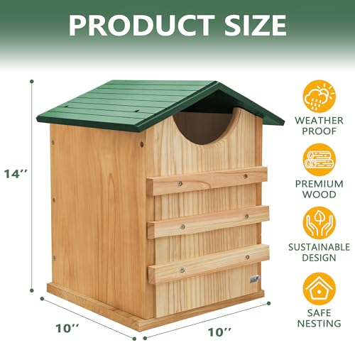 Owl House, 13.5x9.5 Inch Owl Nesting Box for Outside with Mounting Screws and Wood Shavings, Cedar Screech Owl House, Bird Boxes for Wildlife Lovers - style: Standard