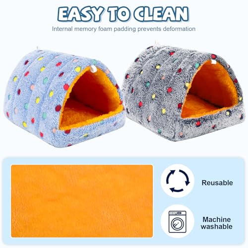 PETKNOWS 2 Pack Soft Hanging Bird Hammock Nest Bed for Cage Parakeet | Plush Fabric Material, Cage Bird Hammock, Winter Warm Hanging Bed, 2 Pack Soft Birds Nest For Parrot Cockatiels - color: Blue Gray