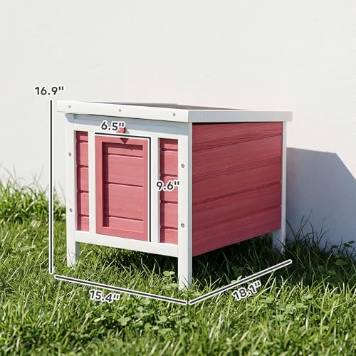 PawHut Small Wooden Rabbit Hutch Bunny Cage Guinea Pig Cage Duck House Dog House with Openable & Waterproof Roof, Red | Bunny Cage, Guinea Pig Cage, Duck House, Dog House, for Rabbits Chickens Ducks - color: Red