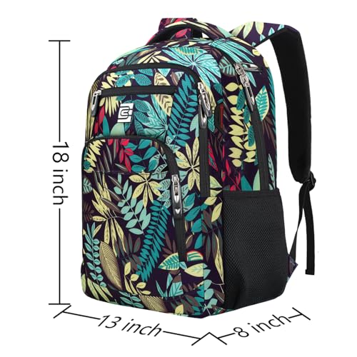 Laptop Backpack,Business Travel Anti Theft Slim College Backpack | Water Resistant Durable Computer Bag Gift for Women & Men Fits 15.6 Inch Laptop and Notebook - color: Leaf, size: 15.6 Inch, style: Laptop