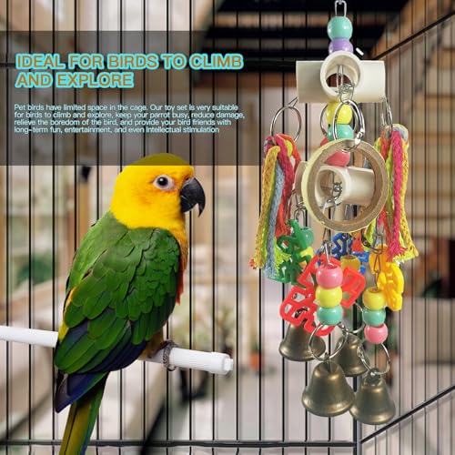Parrot Toys Hanging Interactive Chew Toys | Bird Toys, Suitable for Small and Medium-Sized Parrots, African Grays, Cockatoos, Cokatoos, Amazon Parrots
