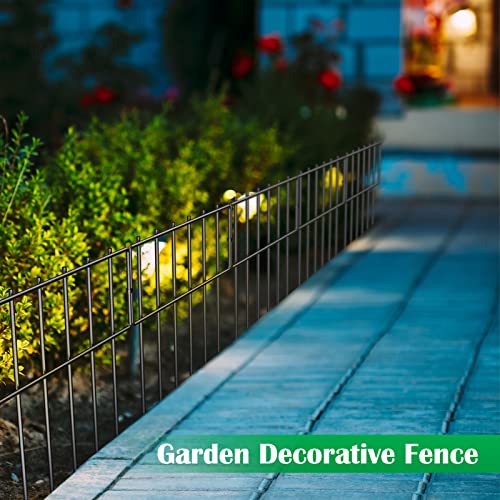 25 Pack Animal Barrier Fence, Metal No Dig Fence Panels for Garden, Black | 17 in(H) X 27 Ft(L) ,Fence Gap Blocker, Hard and Rustproof, Easy to Install - size: 17‘’ (H) X 27' (L)
