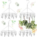 4 Pcs Hanging Drying Rack for Herb Macrame Flower with Stainless Clip Dryer Hook for Drying Herb Air Plants Spices Flower Hydroponic Plant Ready to Use with Ceiling Hook(Round) - style: Round