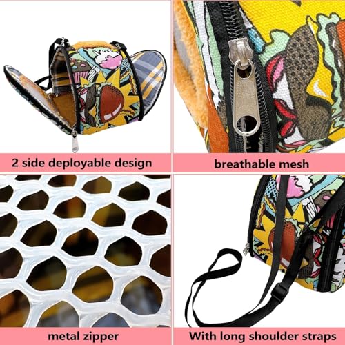 Hamiledyi Hamster Carrier Bag Gerbil Outgoing Travel Pouch Sugar Glider Breathable Carrying Strap with Zipper Suitable for Rat Hamster Mice
